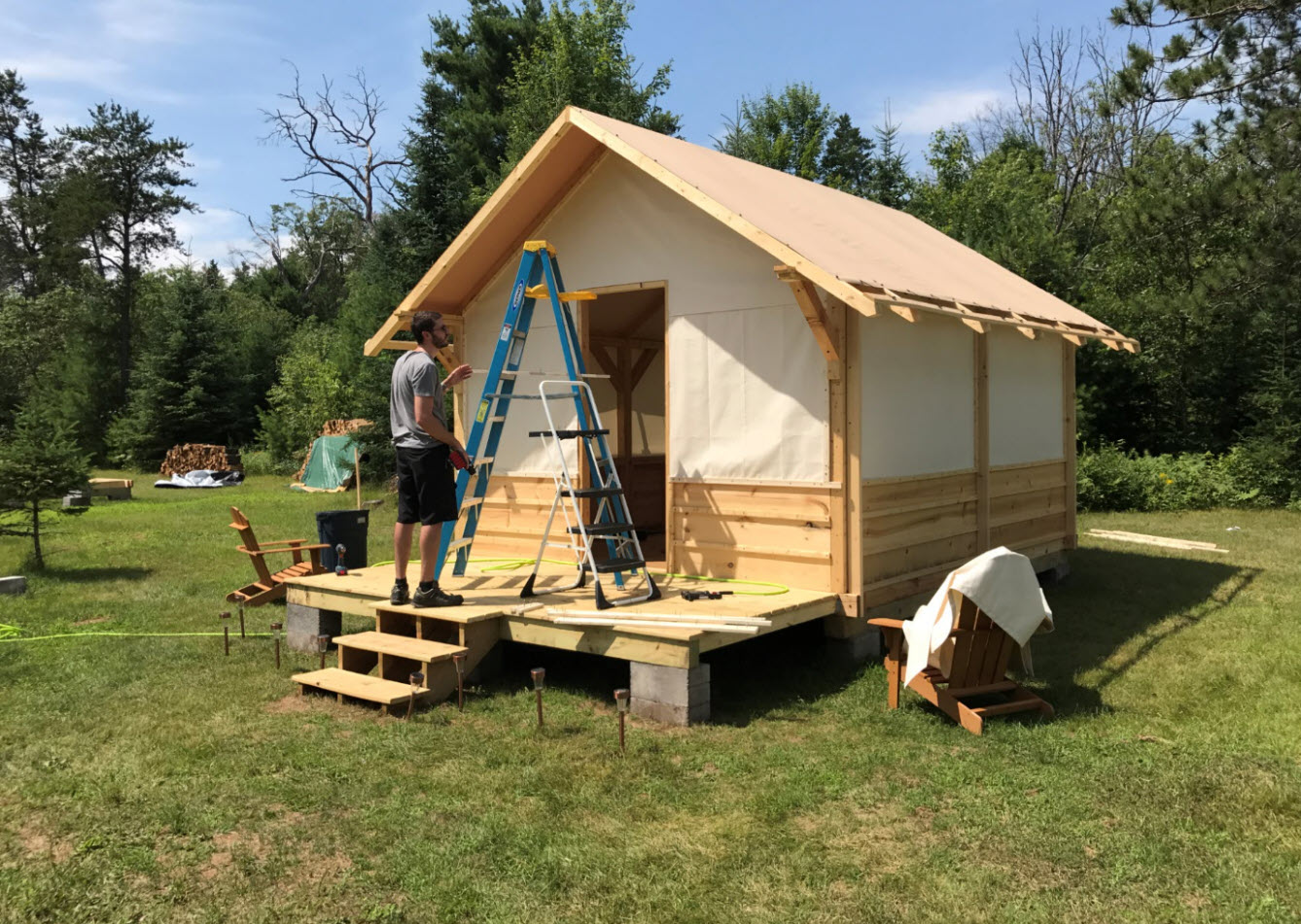 Hideout Tent Cabin Canvas Wall Panel Installation